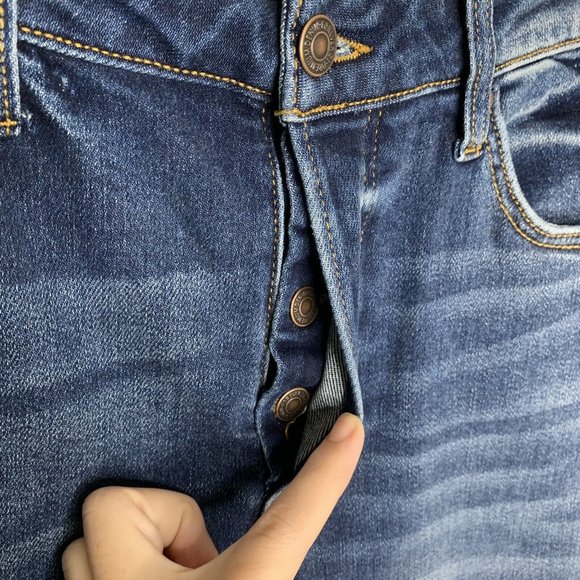 Forever 21 Womens Size 27 Blue Skinny Button Fly Distressed Denim Jeans - Picture 4 of 11